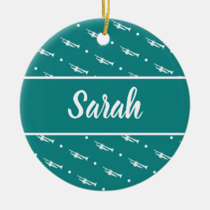 Trumpet Player Musician Gift Personalized Custom Ceramic Ornament
