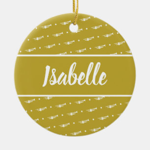 Trumpet Player Musician Gift Personalized Custom Ceramic Ornament