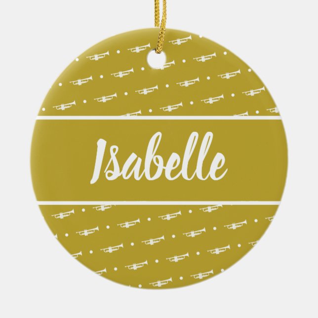 Trumpet Player Musician Gift Personalized Custom Ceramic Ornament (Front)