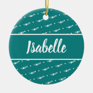Trumpet Player Musician Gift Personalized Custom Ceramic Ornament