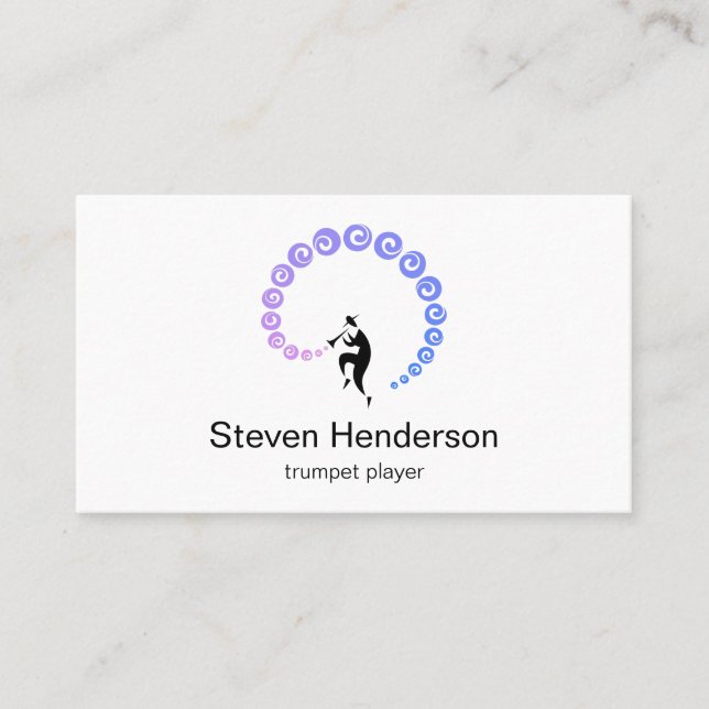 Trumpet Player Musician Minimalist Business Card (Front)
