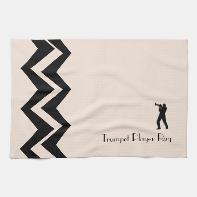 Trumpet Player Rag Custom  Art-Deco Custom  Towels (Horizontal)