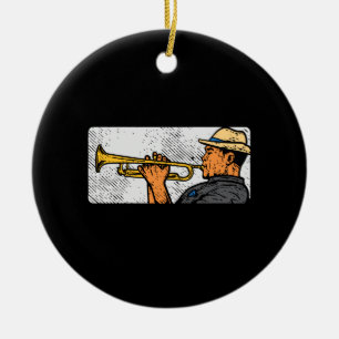 Trumpet Player Retro Trumpet Jazz Music Ceramic Ornament