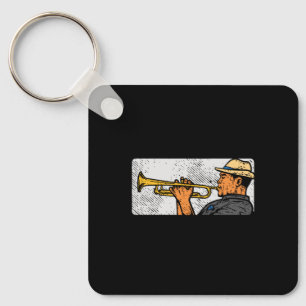 Trumpet Player Retro Trumpet Jazz Music Keychain