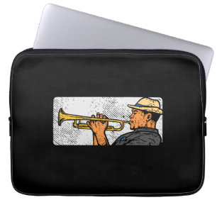 Trumpet Player Retro Trumpet Jazz Music Laptop Sleeve
