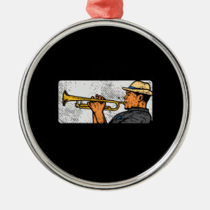 Trumpet Player Retro Trumpet Jazz Music Metal Ornament