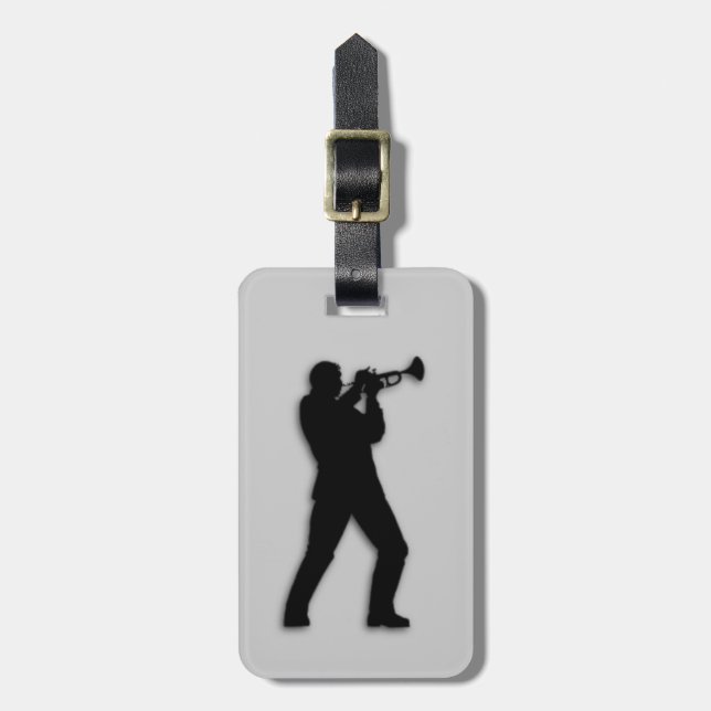Trumpet Player Silver Luggage Tag (Front Vertical)