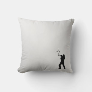 Trumpet Player Silver Outdoor Pillow