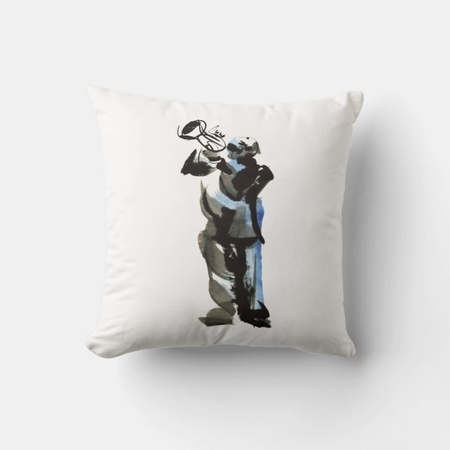 Trumpet Player Throw Pillow (Front)