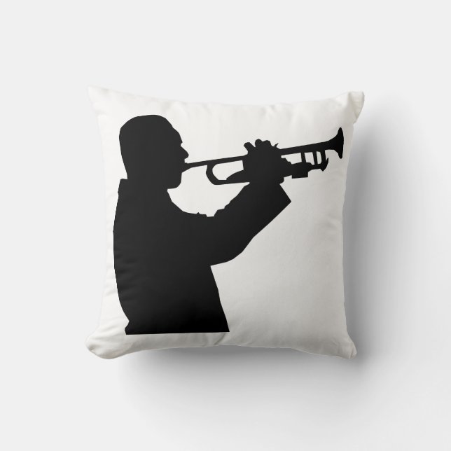 Trumpet Player Throw Pillow (Front)