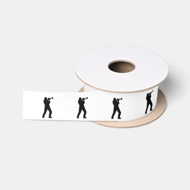 Trumpet Player White Satin Ribbon (Spool)