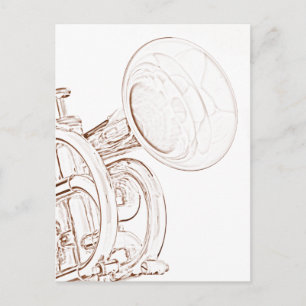 Trumpet Postcard with a Trumpet Foreground