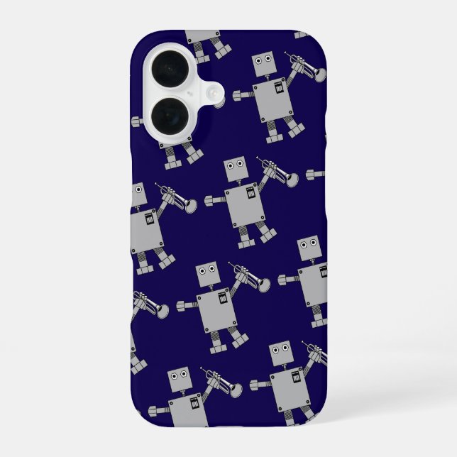 Trumpet Robot iPhone 16 Case (Back)