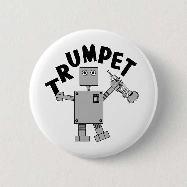 Trumpet Robot Text 2 Inch Round Button (Front)