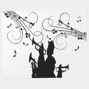 Trumpet Section Black and White Music Fleece Blanket