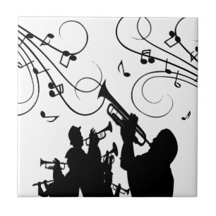 Trumpet Section Black and White Music Tile