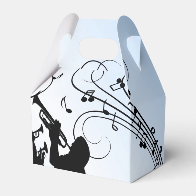 Trumpet Section Blue Music Favor Box (Front Side)