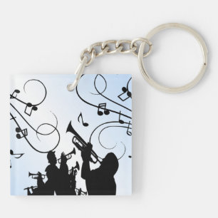 Trumpet Section Blue Music Keychain