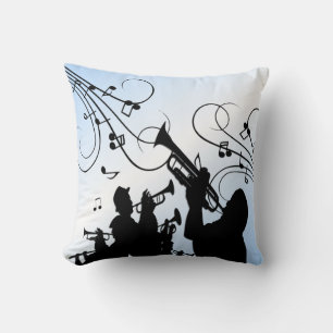 Trumpet Section Blue Music Throw Pillow