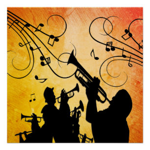 Trumpet Section Burnt Orange Music Design Poster