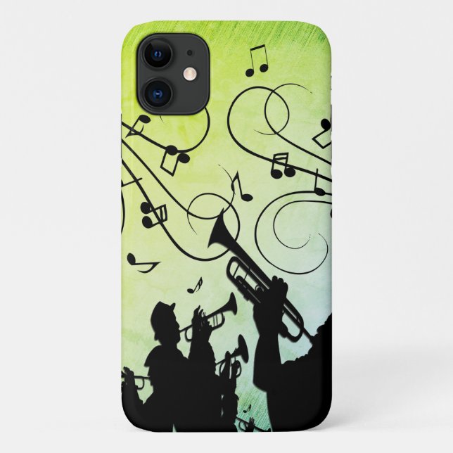 Trumpet Section Green Music Case-Mate iPhone Case (Back)