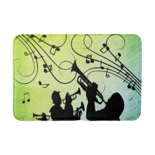 Trumpet Section Jazz Music Green Bath Mat