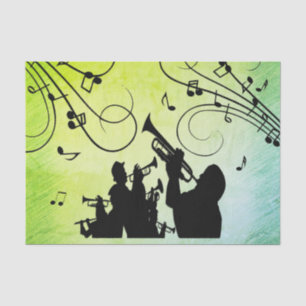 Trumpet Section Jazz Music Green Tissue Paper