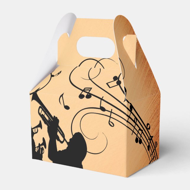 Trumpet Section Jazz Music Orange Rust Favor Box (Front Side)