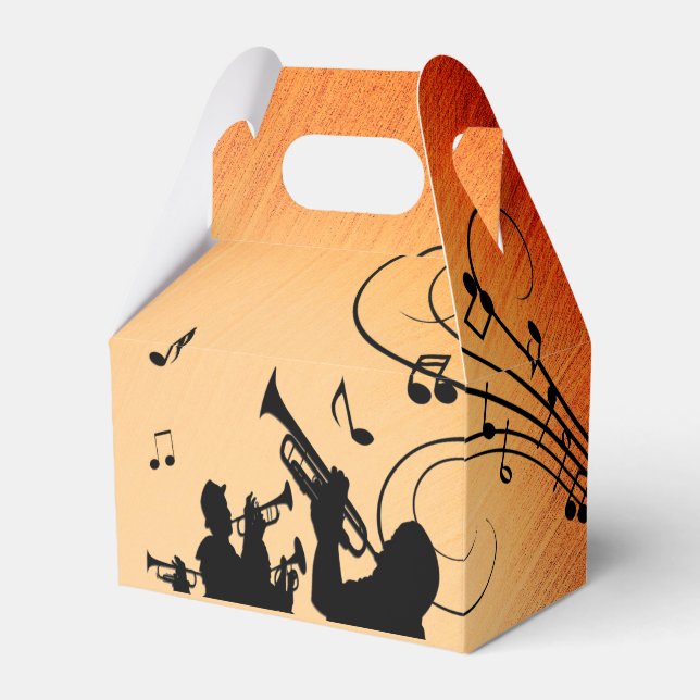 Trumpet Section Jazz Music Orange Rust Favor Box (Front Side)