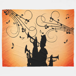 Trumpet Section Jazz Music Orange Rust Fleece Blanket