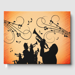 Trumpet Section Jazz Music Orange Rust Guest Book