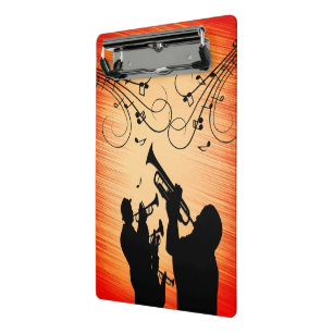Trumpet Section Jazz Music Orange Rust Mini Clipboard