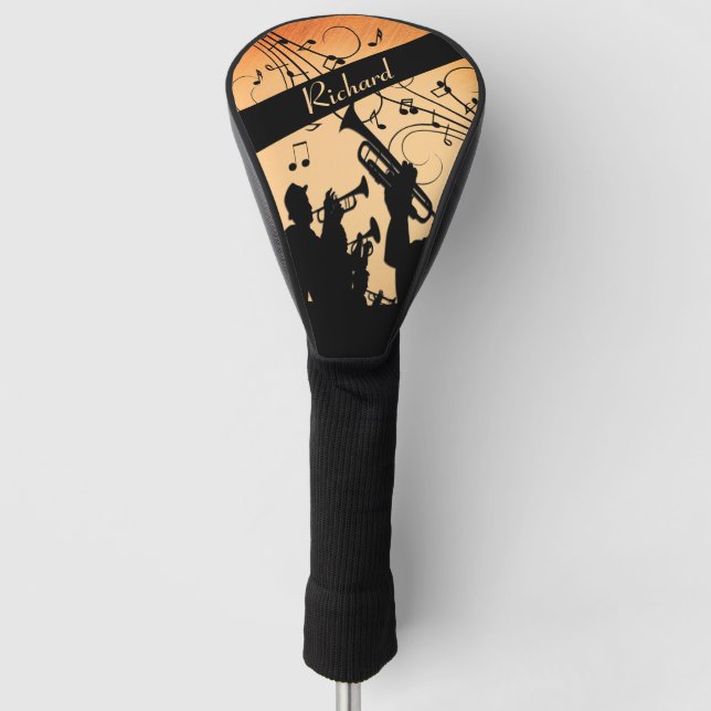 Trumpet Section Jazz Music Orange Rust Personal Golf Head Cover (Front)