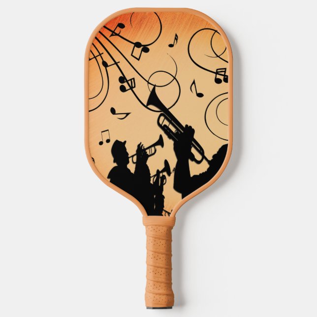 Trumpet Section Jazz Music Orange Rust Pickleball Paddle (Front)