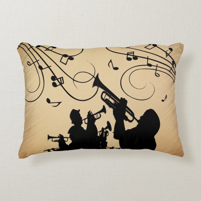 Trumpet Section Rustic Music Accent Pillow (Front)