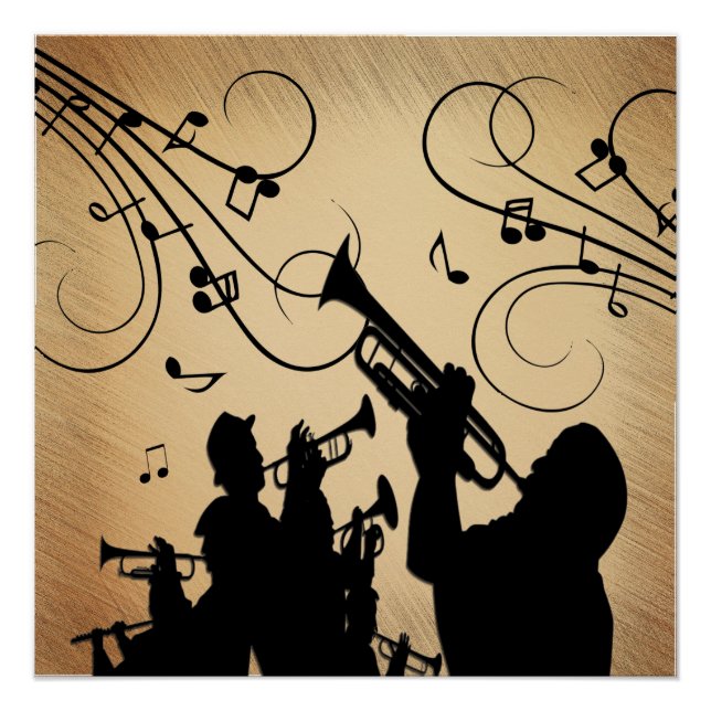 Trumpet Section Rustic Music Design Poster (Front)
