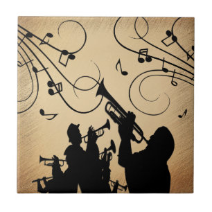 Trumpet Section Rustic Music Tile