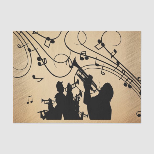 Trumpet Section Rustic Music Tissue Paper (Front)