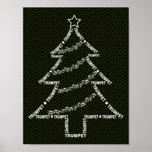 Trumpet Text Christmas Tree Poster