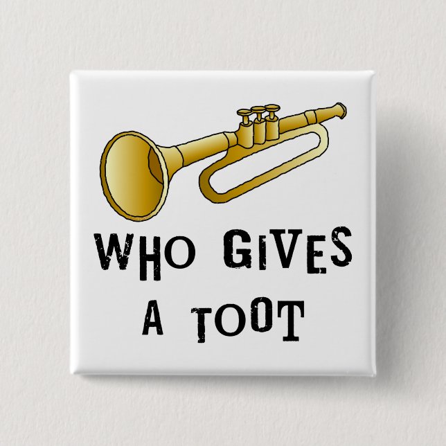 Trumpet Toot 2 Inch Square Button (Front)