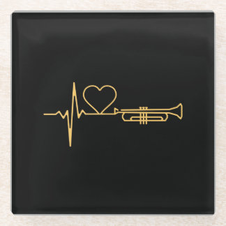 Trumpet - Trumpet Heartbeat Gift Glass Coaster
