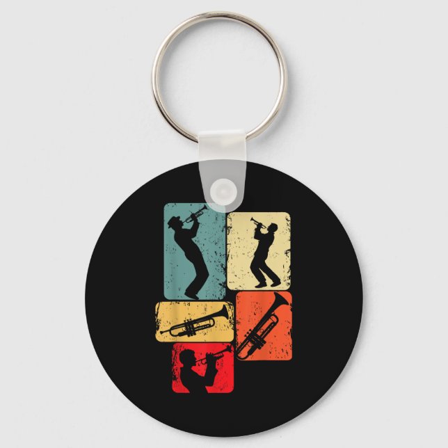 Trumpet Trumpeter Jazz Musician Boys Men  Keychain (Front)