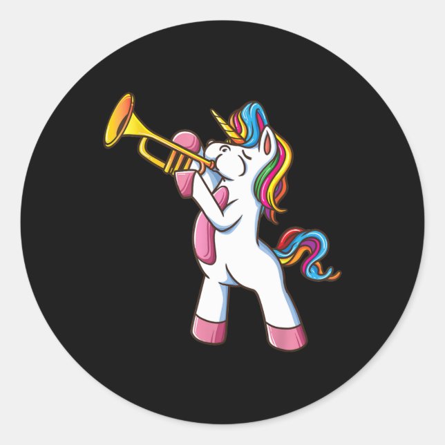 Trumpet Unicorn Marching Band And Jazz Player Gift Classic Round Sticker (Front)