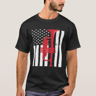 Trumpet USA American Flag Jazz Music For Trumpet T-Shirt