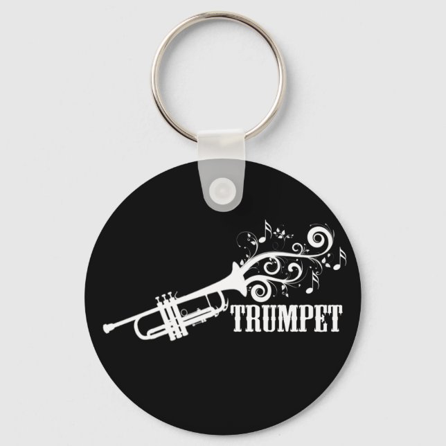 Trumpet Vector with swirls Keychain (Front)