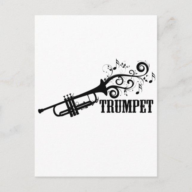 Trumpet Vector with swirls Postcard (Front)