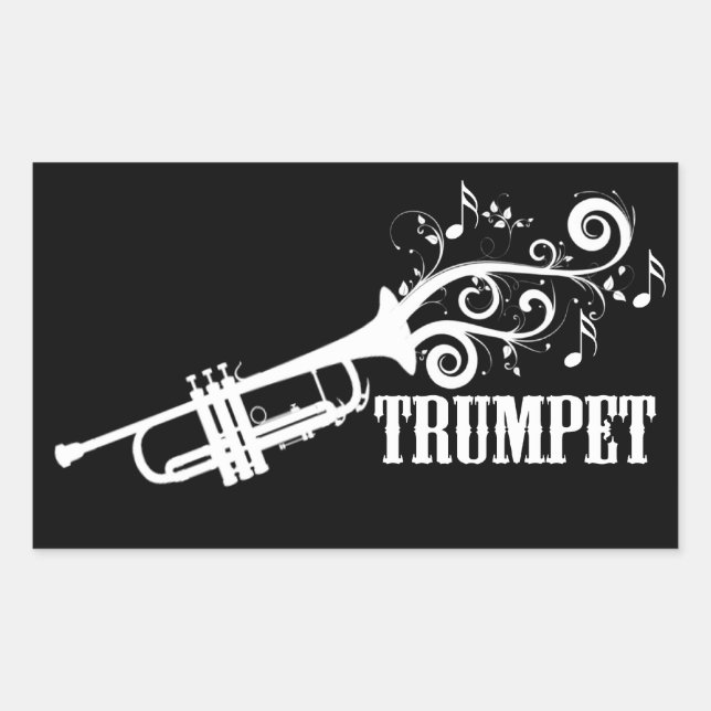Trumpet Vector with swirls Sticker (Front)