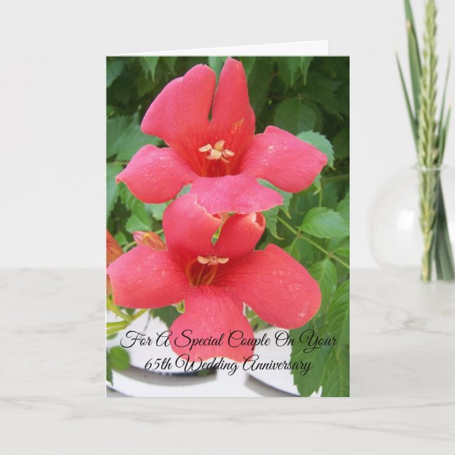 Trumpet Vine Personalised 65th Wedding Anniversary Card (Front)