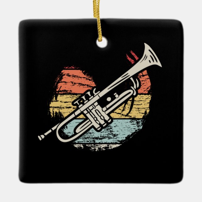 Trumpet Vintage Ceramic Ornament (Front)