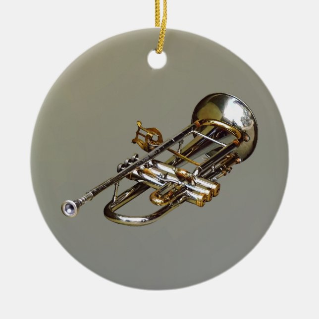 Trumpet With Lyre Ceramic Ornament (Front)